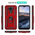 Wholesale LG Harmony 4 / Premier Pro Plus / K41 Tech Armor Ring Grip Case with Metal Plate (Red)